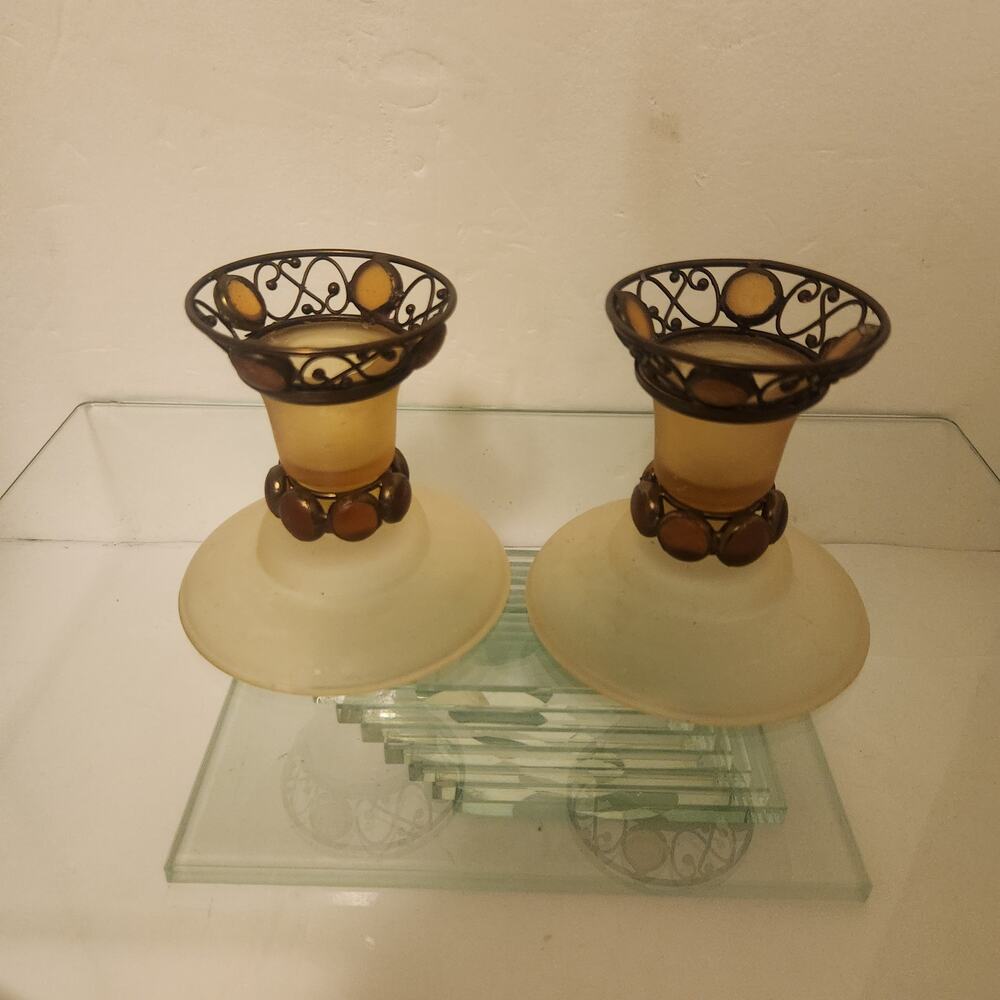 Retro Vintage Party-Lite Paris Taper Candle Holders Model P7687
